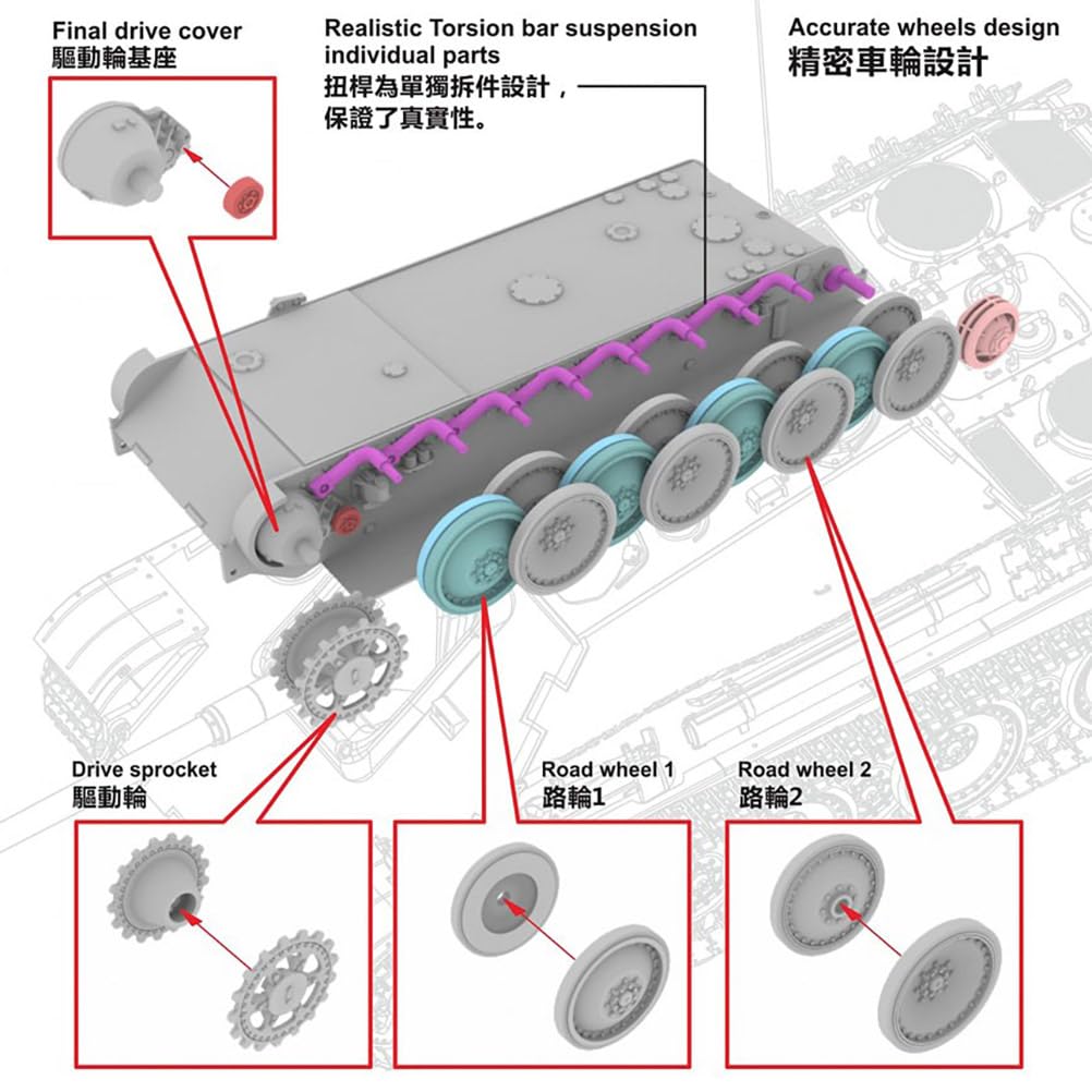 花田制造 Jagdpanther Sdkfz.173 G1 Late Production Tank Model Kit, 1/72 Scale, Vespid Models VS720010