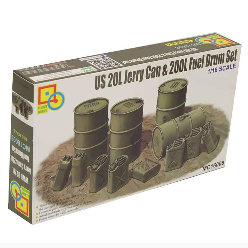 花田制造 MC16008 US 20L Jerry Can & 200L Fuel Drum Set 1/16 Scale Model KIT