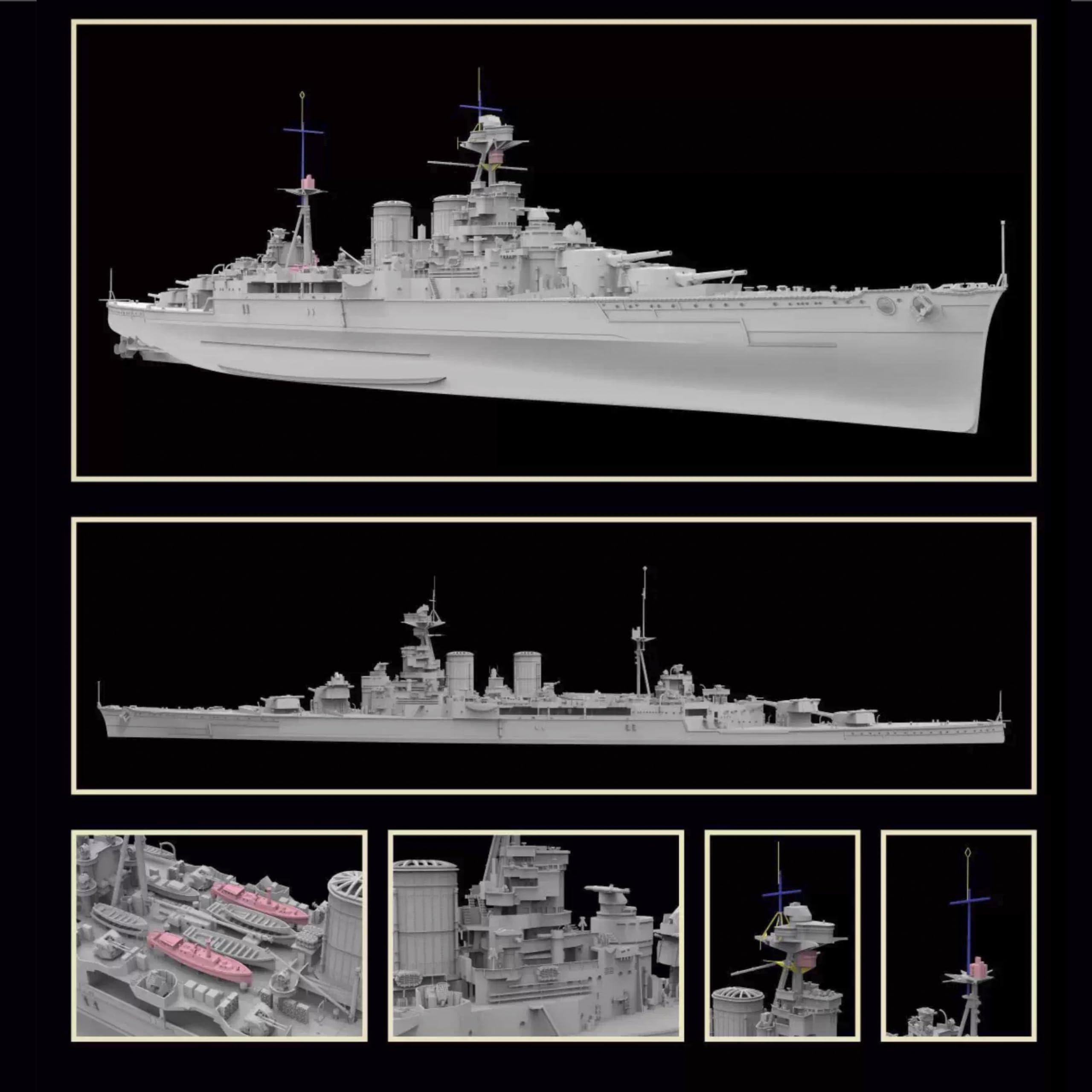 花田制造 Flyhawk FH1177S HMS Hood 1940 Deluxe Edition, 1/700 Scale Model Ship Kit with Metal Parts