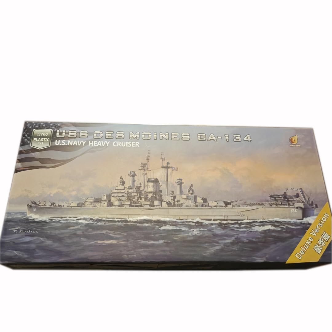花田制造 VERYFIRE VF700907DX USS Des Moines CA-134, 1/700 Scale U.S. Navy Heavy Cruiser Model Kit with Photo-Etched Parts, Military Ship Building Set