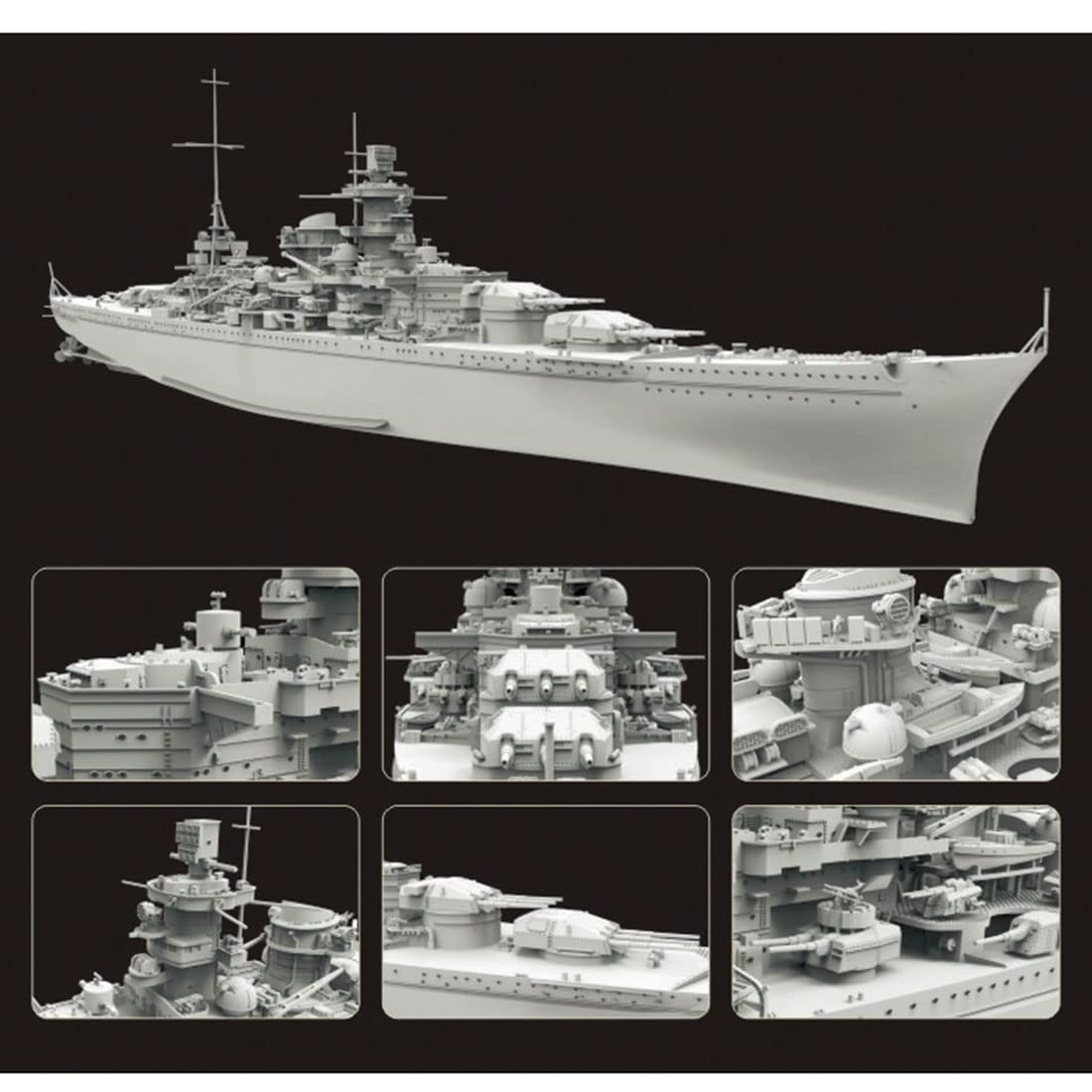 花田制造 Flyhawk FH1148S 1/700 German Battleship SCHARNHORST 1943 Deluxe Edition Plastic Model Kit