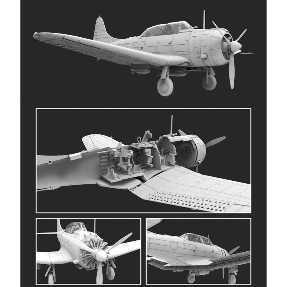 花田制造 Flyhawk SBD-2 Dauntless 1/72 Scale Model Kit, Upgrade Edition with Bonus Painting Mask, Sagged Wheels and Poster, FH 6002