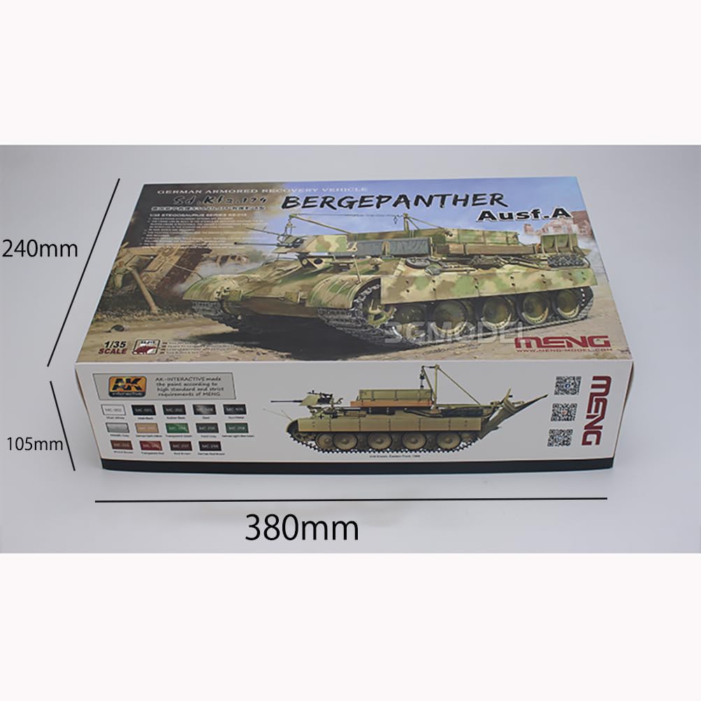 花田制造 Meng SS-015 Sd.kfz 179 German Bergepanther Ausf.A Military Tank Model Kit, 1/35 Scale, Stegosaurus Series