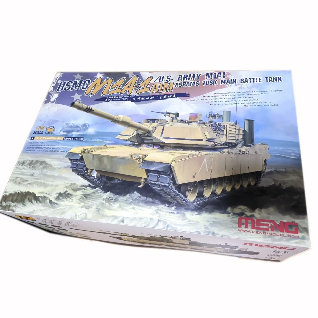 花田制造 Meng TS-032 U.S. Army M1A1 Abrams TUSK Main Battle Tank Model Kit, 1/35 Scale, Military Vehicle
