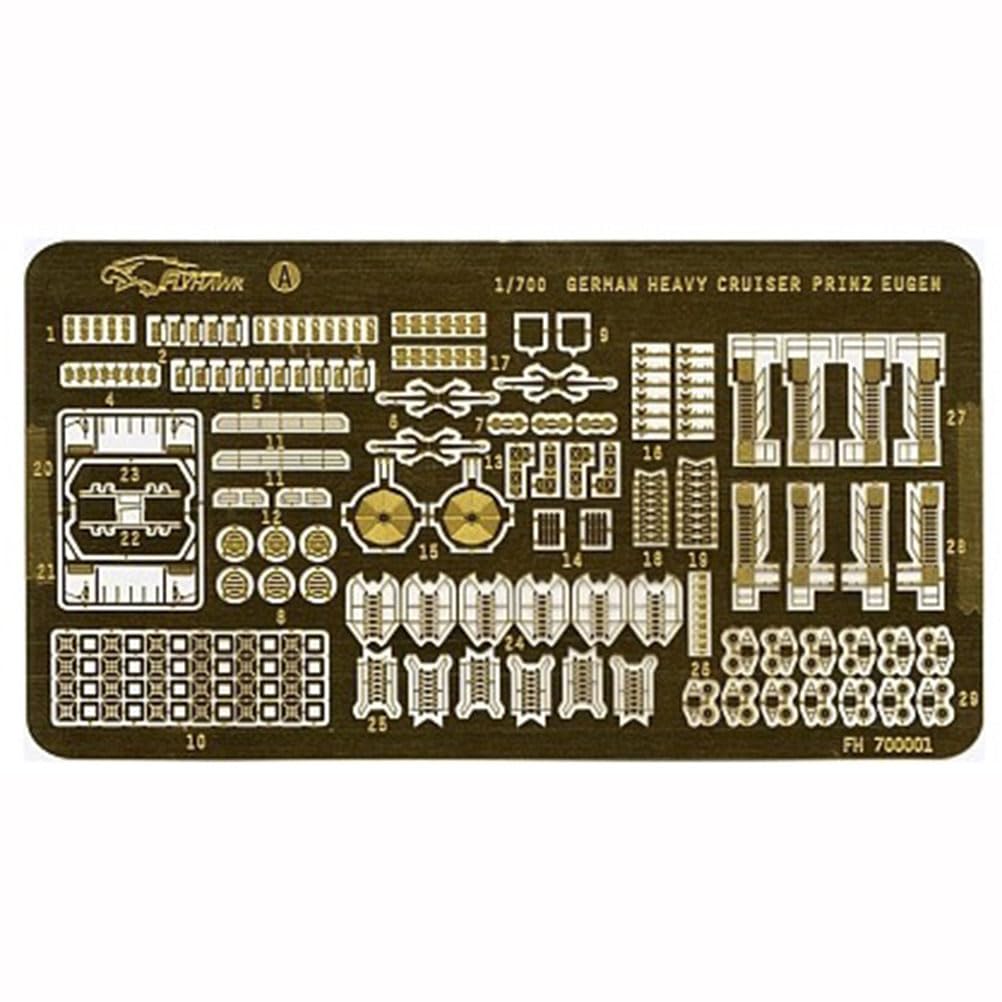 FLYHAWK 1/700 WWII German Naval Cruiser Prinz Eugen Photoetch Enhancement Parts for Tamiya 31805, 3 Pieces, Photoetch Set Etched Parts