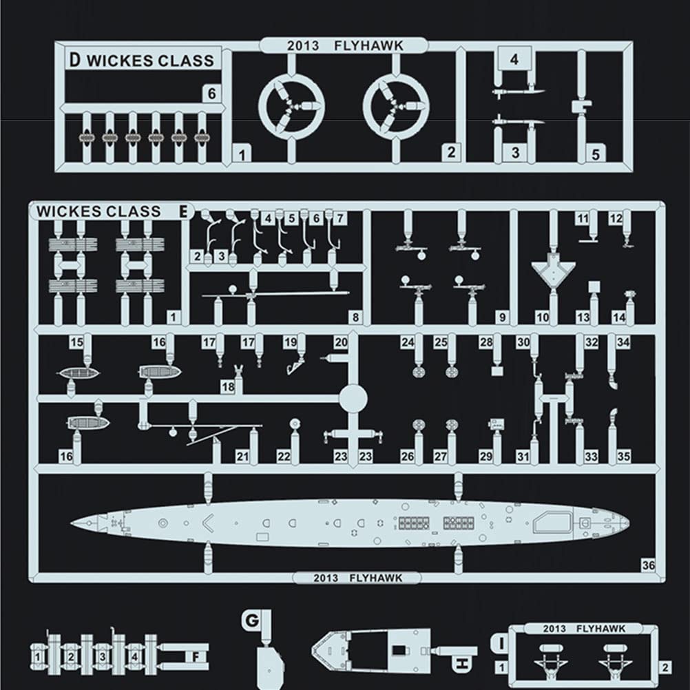 FLYHAWK Flyhawk Model FH1106S 1/700 Wicks Class Destroyer USS Ward DD-139 1941 Deluxe Edition Etched Part