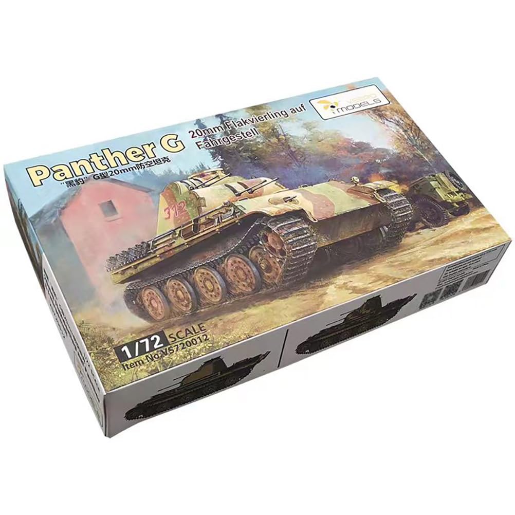花田制造 Vespid Models VS720012,Panther G Tank Model Kit, 20mm Flakvierling auf Fahrgestell 1/72 Scale