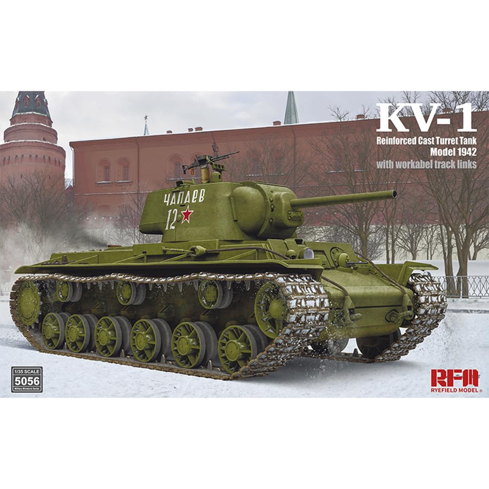 花田制造 RFM RM-5056 KV-1 Reinforced cast Turret Tank Model Kit, 1:35 Scale, 1942 Version with Workable Track Links，Soviet Heavy Tank Model