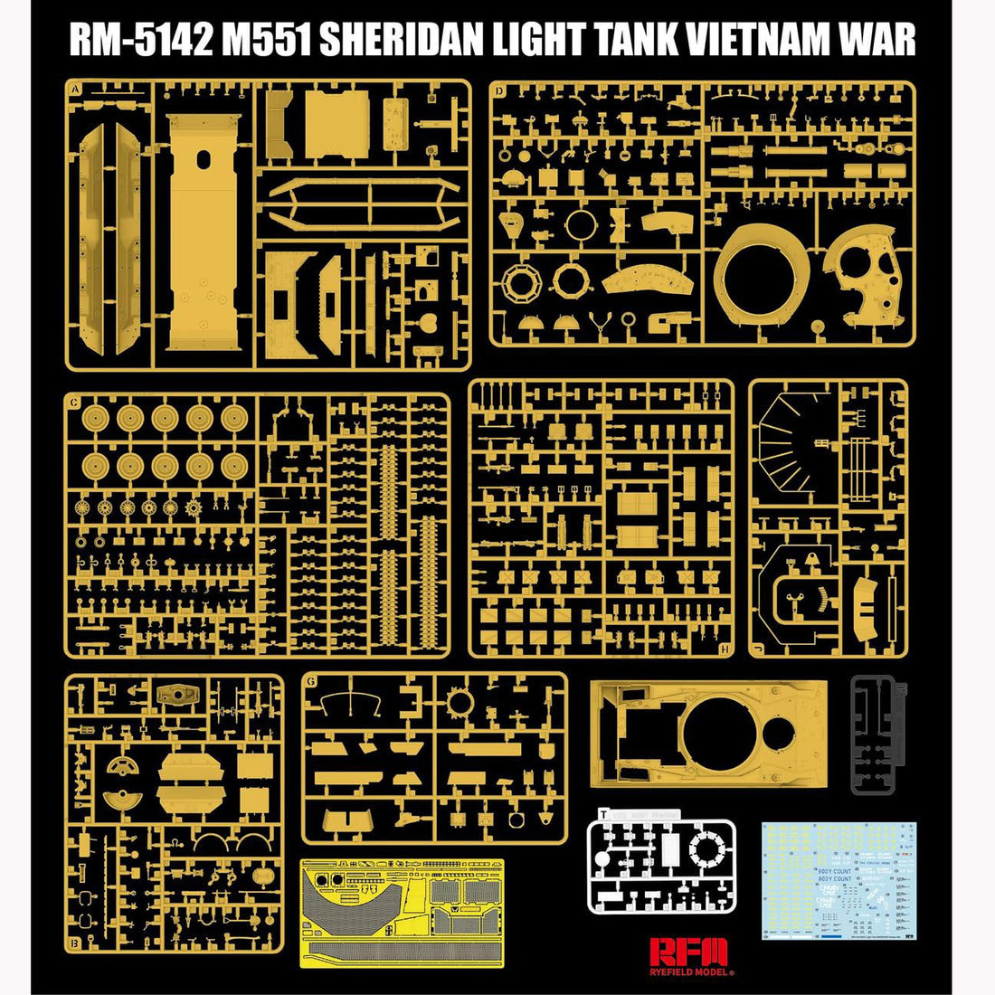 花田制造 RFM 5142 M551 Sheridan Light Tank Vietnam War, 1/35 Scale Military Model Kit, RyeField Model