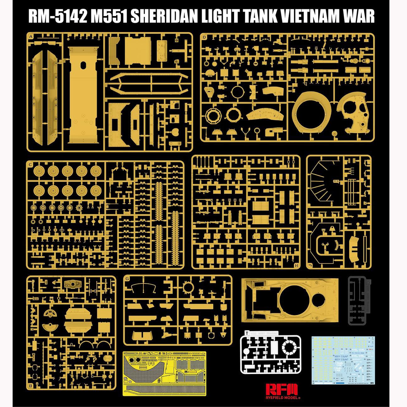 花田制造 RFM 5142 M551 Sheridan Light Tank Vietnam War, 1/35 Scale Military Model Kit, RyeField Model