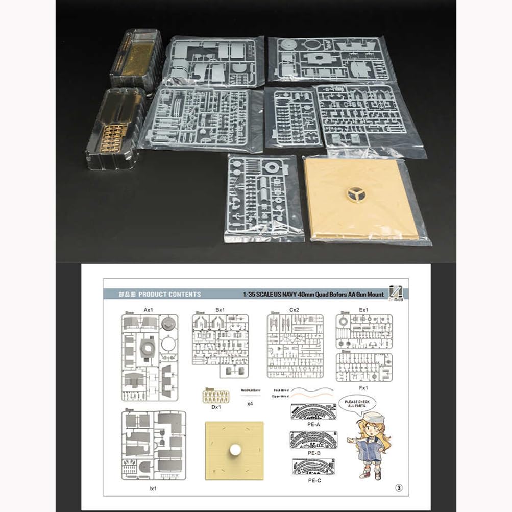 花田制造 ZimModel ZM53001 US Navy 40mm Quad Bofors AA Gun Mount, 1/35 Scale Military Model Kit