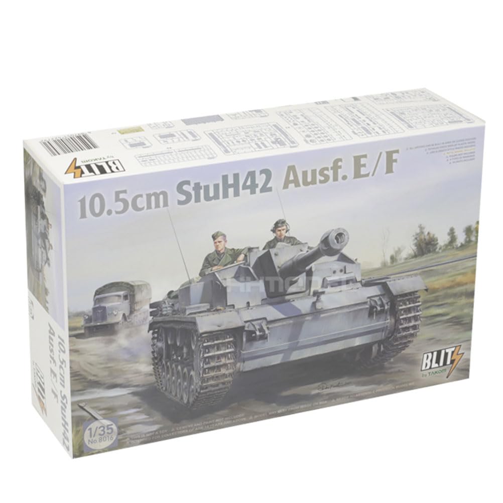 花田制造 Takom No.8016 10.5cm StuH42 Ausf. E/F Tank Model Kit, 1/35 Scale, Military Vehicle,BLIT