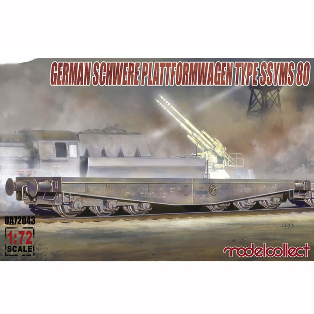 花田制造 MODELCOLLECT UA72043 German SCHWERE PLATTFORMWAGEN Type SSYMS 80, German Heavy Flatform Wagon Type SS Type 80, 1:72 Scale Model Kit