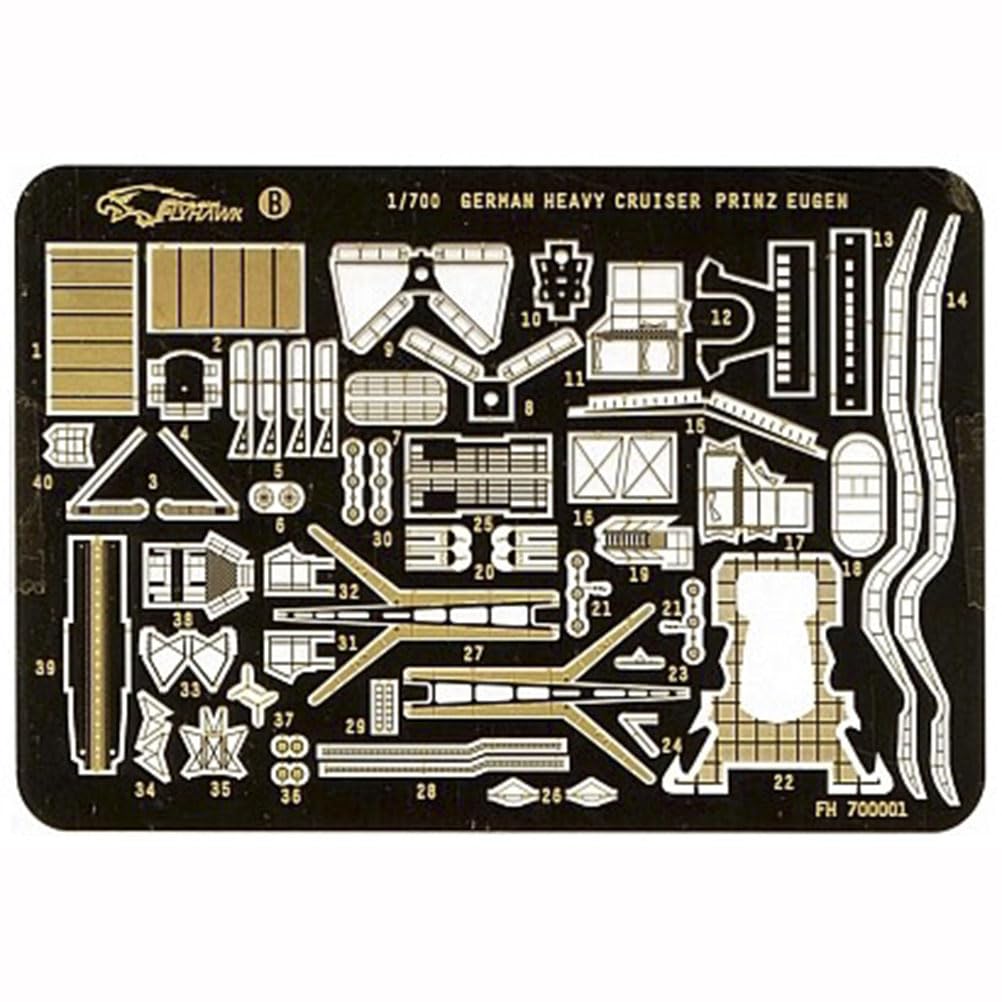 FLYHAWK 1/700 WWII German Naval Cruiser Prinz Eugen Photoetch Enhancement Parts for Tamiya 31805, 3 Pieces, Photoetch Set Etched Parts