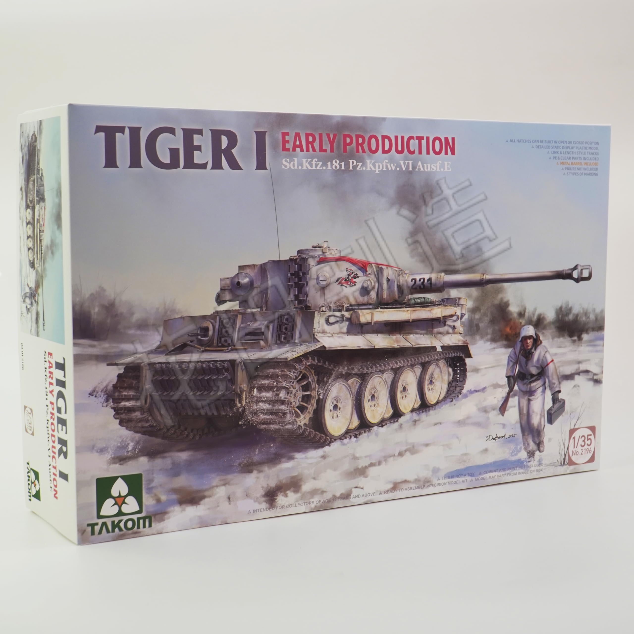 花田制造 Takom 2196 Tiger I Early Production 1/35 Scale Model Kit, Sd.Kfz.181 Pz.Kpfw.VI Ausf.E