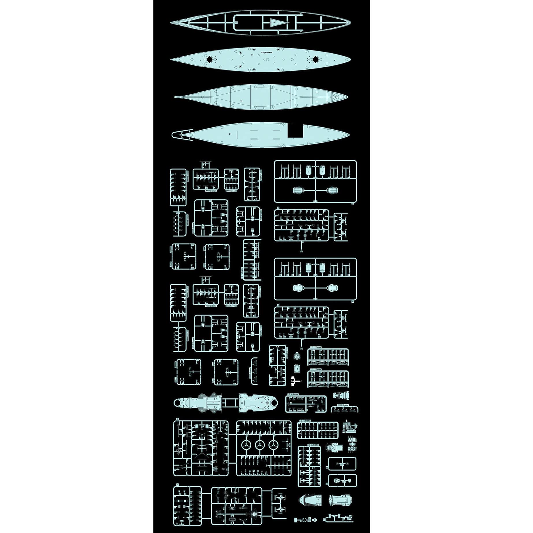 FLYHAWK FH1132S 1/700 German Navy Battleship Bismarck 1941 Deluxe Edition Plastic Model
