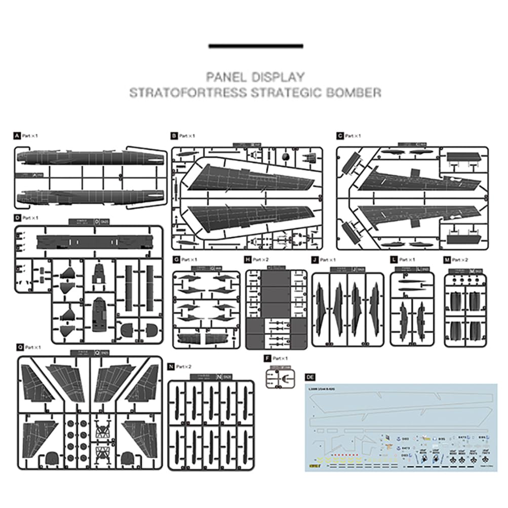 花田制造 GWH L1009 B-52G Stratofortress Strategic Bomber Model Kit, 1/144 Scale Military Aircraft, Grey Plastic Assembly Kit with Decals