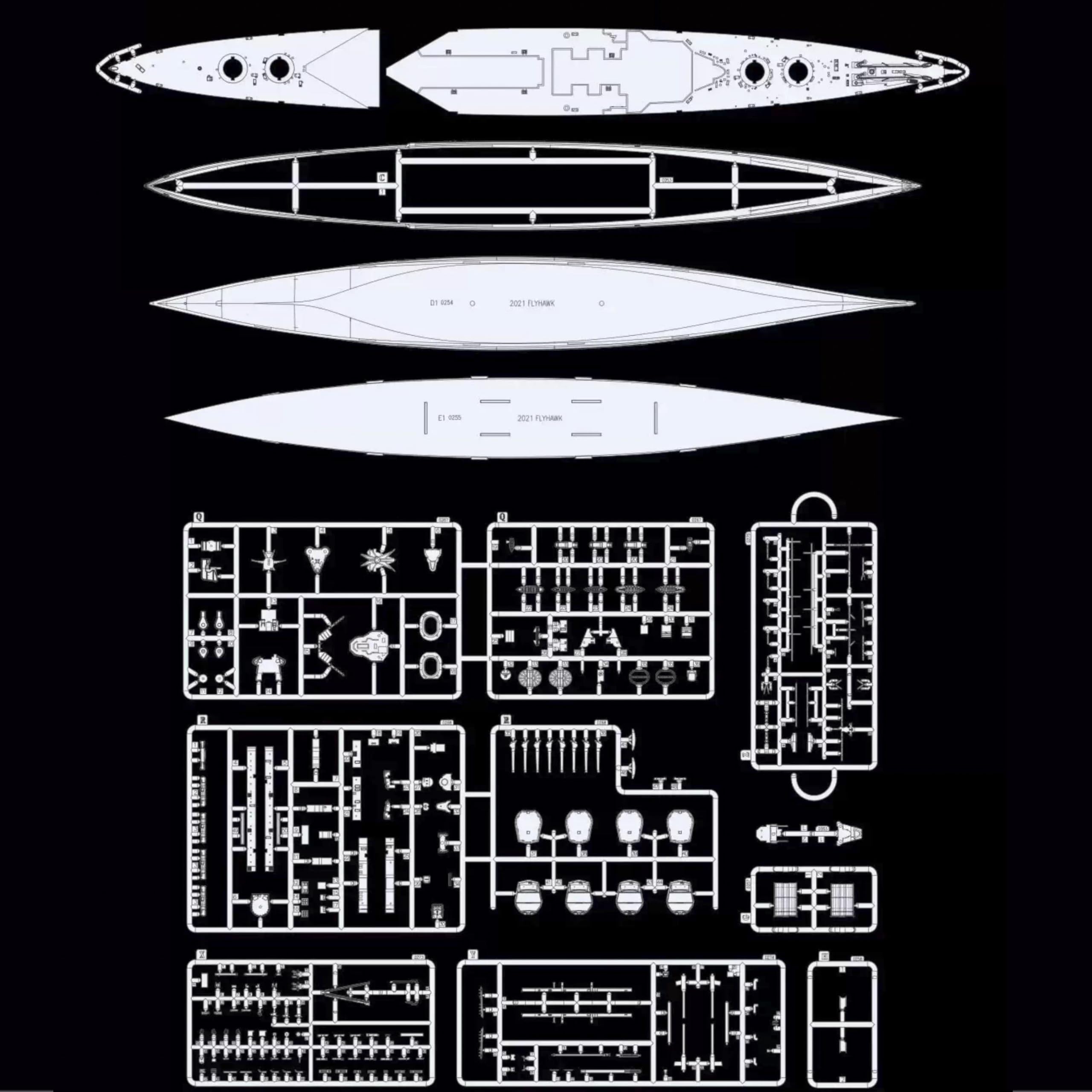 花田制造 Flyhawk FH1177S HMS Hood 1940 Deluxe Edition, 1/700 Scale Model Ship Kit with Metal Parts