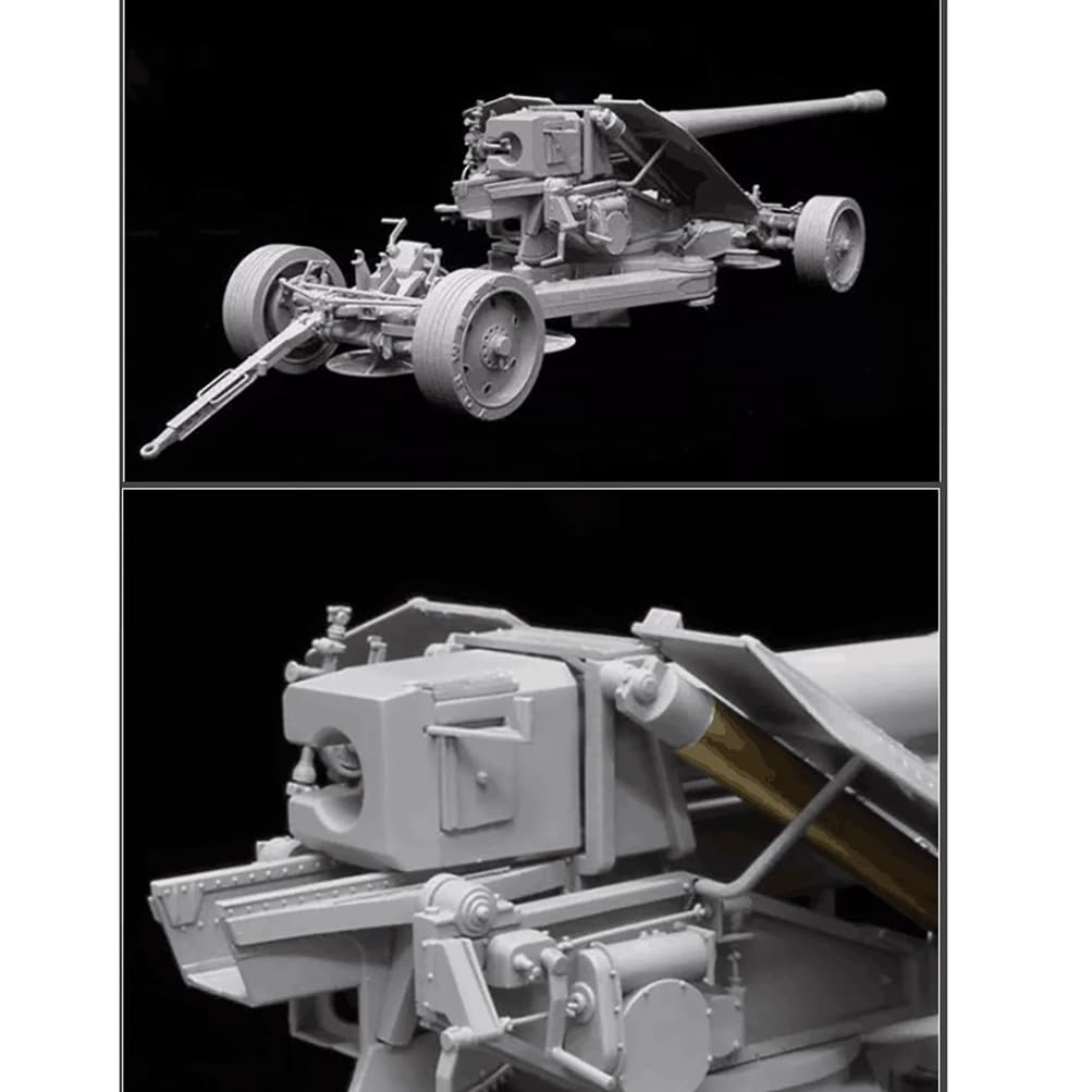 花田制造 G.W.H L3526 WWII German Krupp 12.8cm PAK 44 High Velocity Anti-Tank Gun Model Kit, 1/35 Scale, Military
