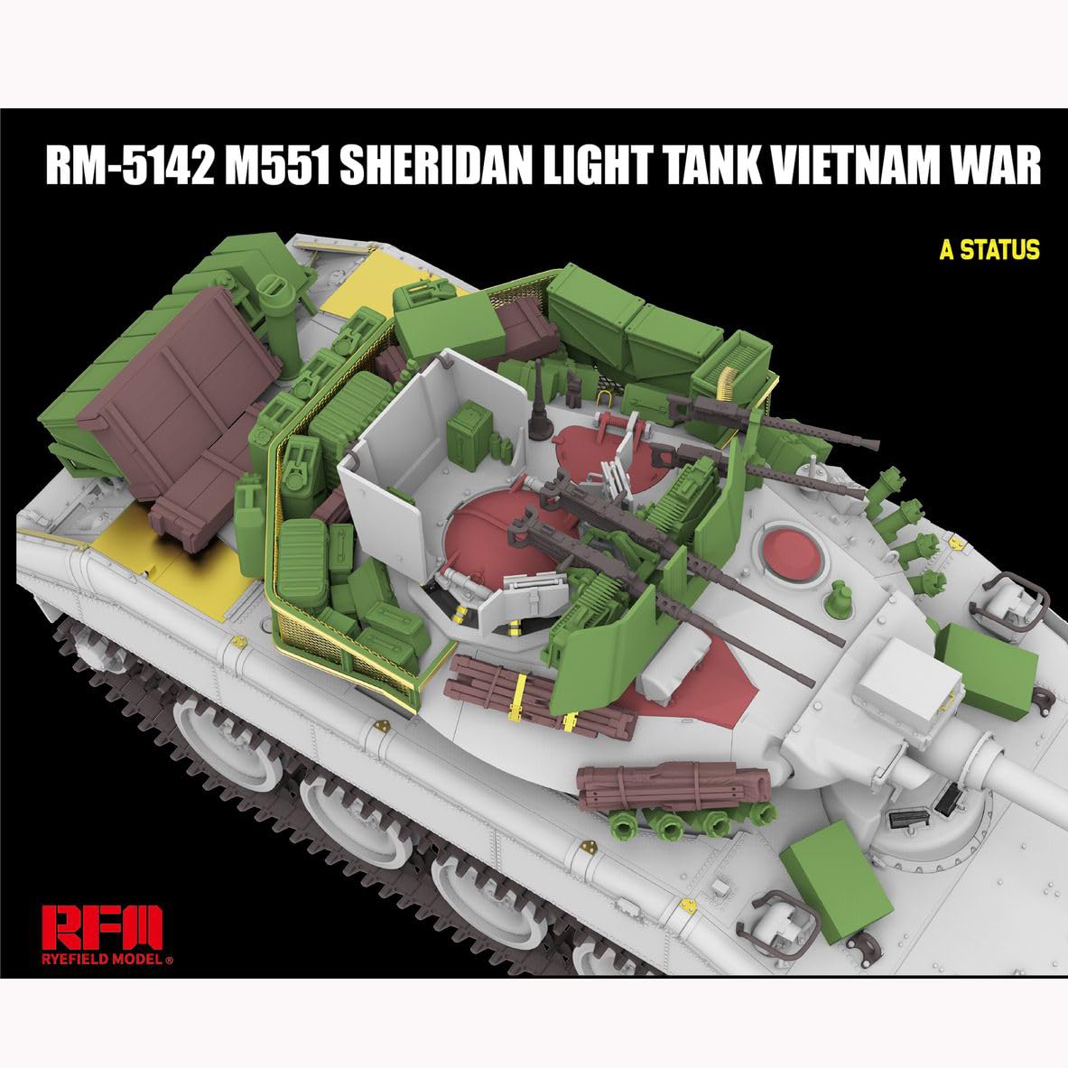 花田制造 RFM 5142 M551 Sheridan Light Tank Vietnam War, 1/35 Scale Military Model Kit, RyeField Model