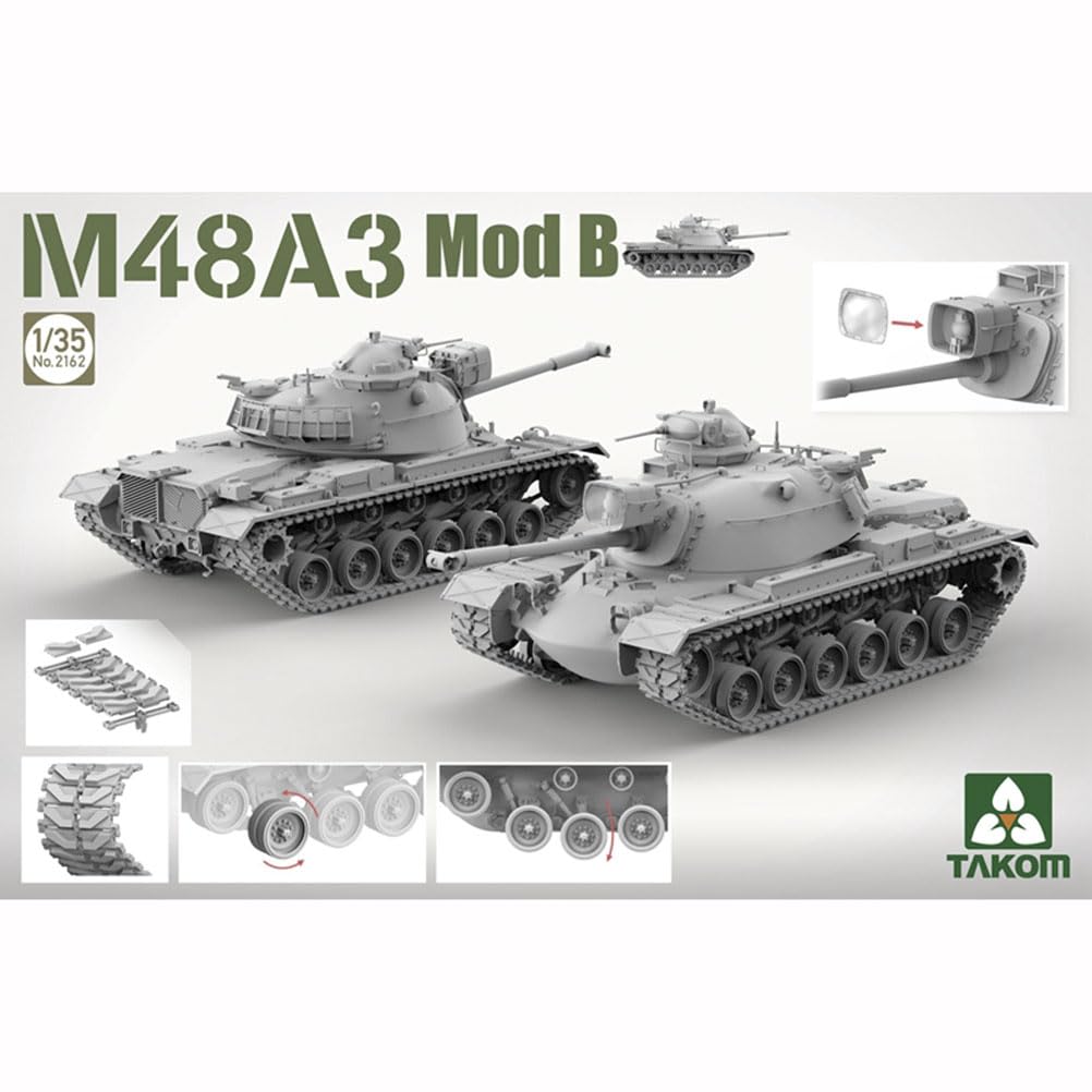 花田制造 Takom No.2162 M48A3 Mod B US Army Tank, 1:35 Scale Military Model Kit