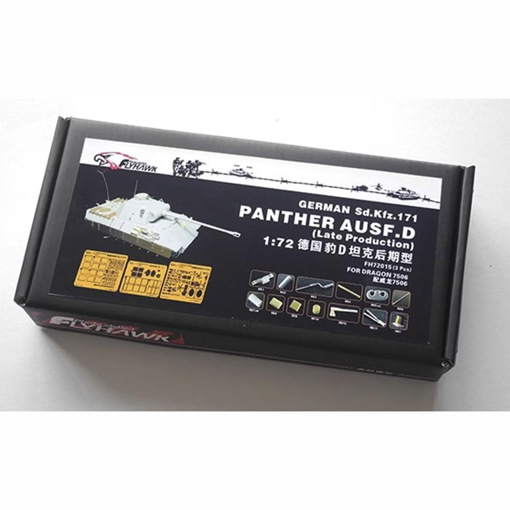 花田制造 flyhawk FH72015(3 Pcs) 1:72 Scale German Sd.Kfz.171 Panther Ausf.D Late Production Tank Model Kit for Dragon 7506, Photoetch Set Etched Parts