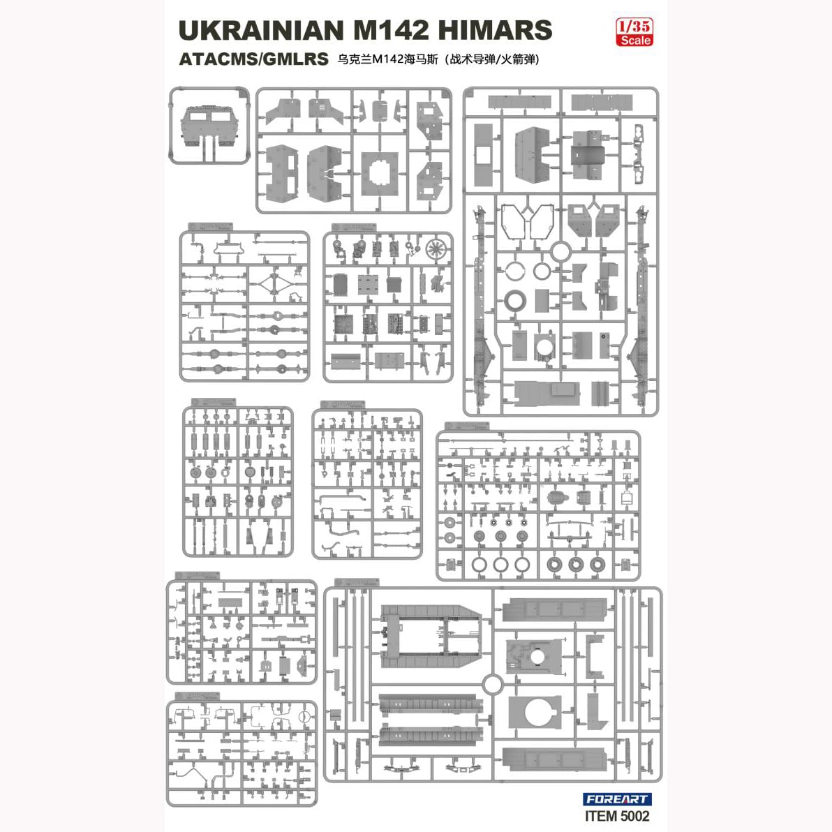 Foreart M142 HIMARS ATACMS/GMLRS Ukraine Military Model Kit, 1/35 Scale, Item 5002