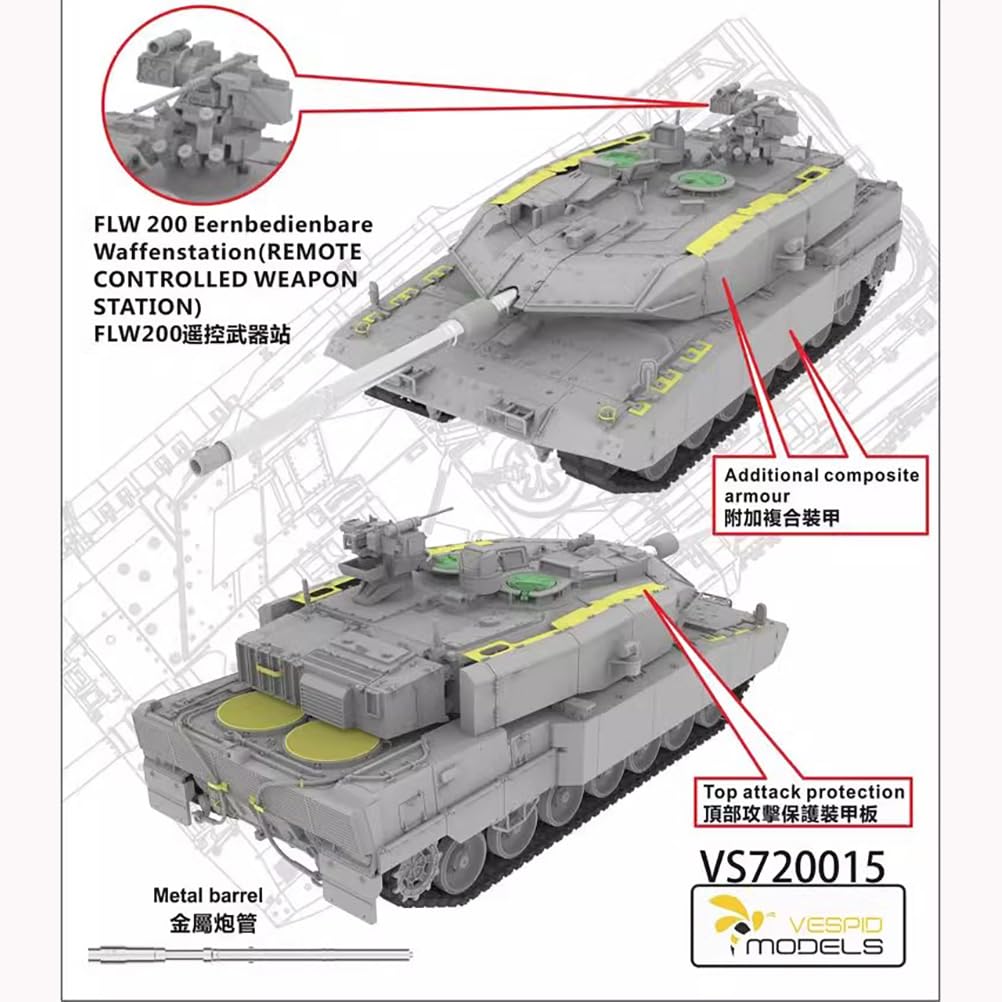 花田制造 Vespid Models VS720015 Leopard 2A7+ German Main Battle Tank, 1/72 Scale Model Kit