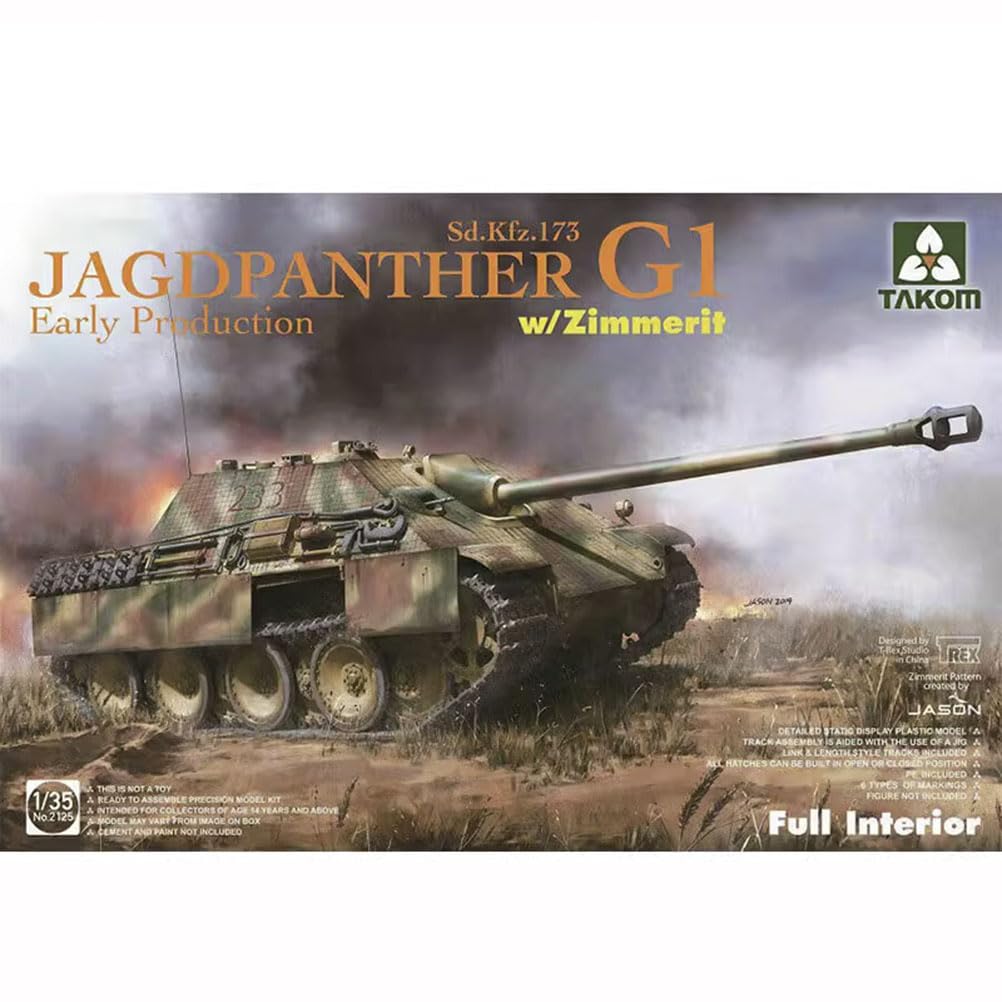 TAKOM 2125 Jagdpanther G1 Early Production w/Zimmerit 1/35 Scale Full Interior Military Vehicle Model Kits
