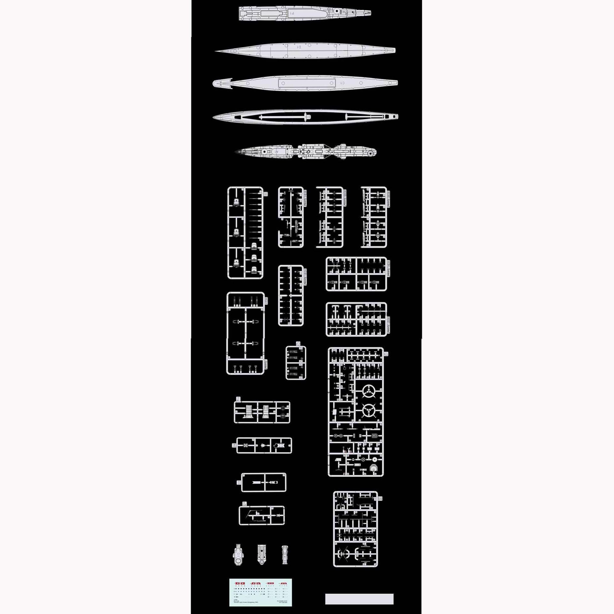 花田制造 Flyhawk FH1125 German Light Cruiser Königsberg 1940, 1/700 Scale, Unassembled Model KIT
