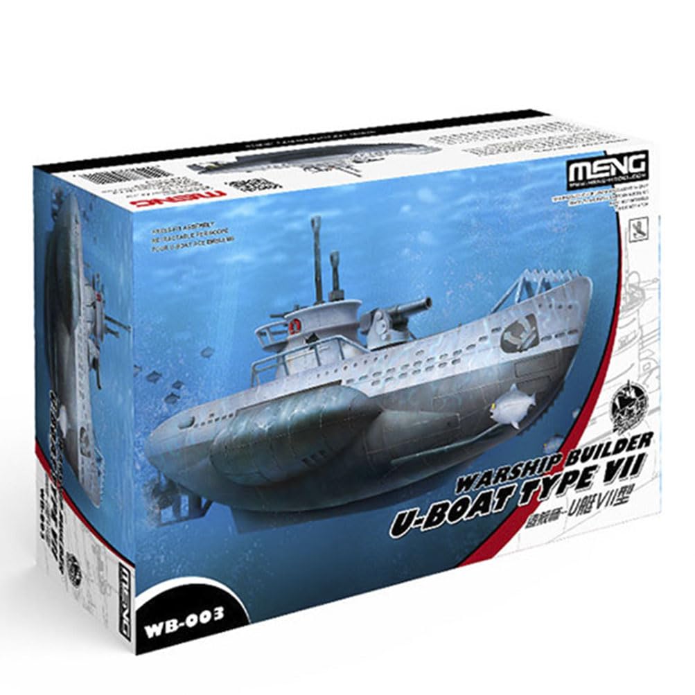 花田制造 Meng Warship Builder U-Boat Type VII Model Kit, WB-003, Press-Fit Assembly
