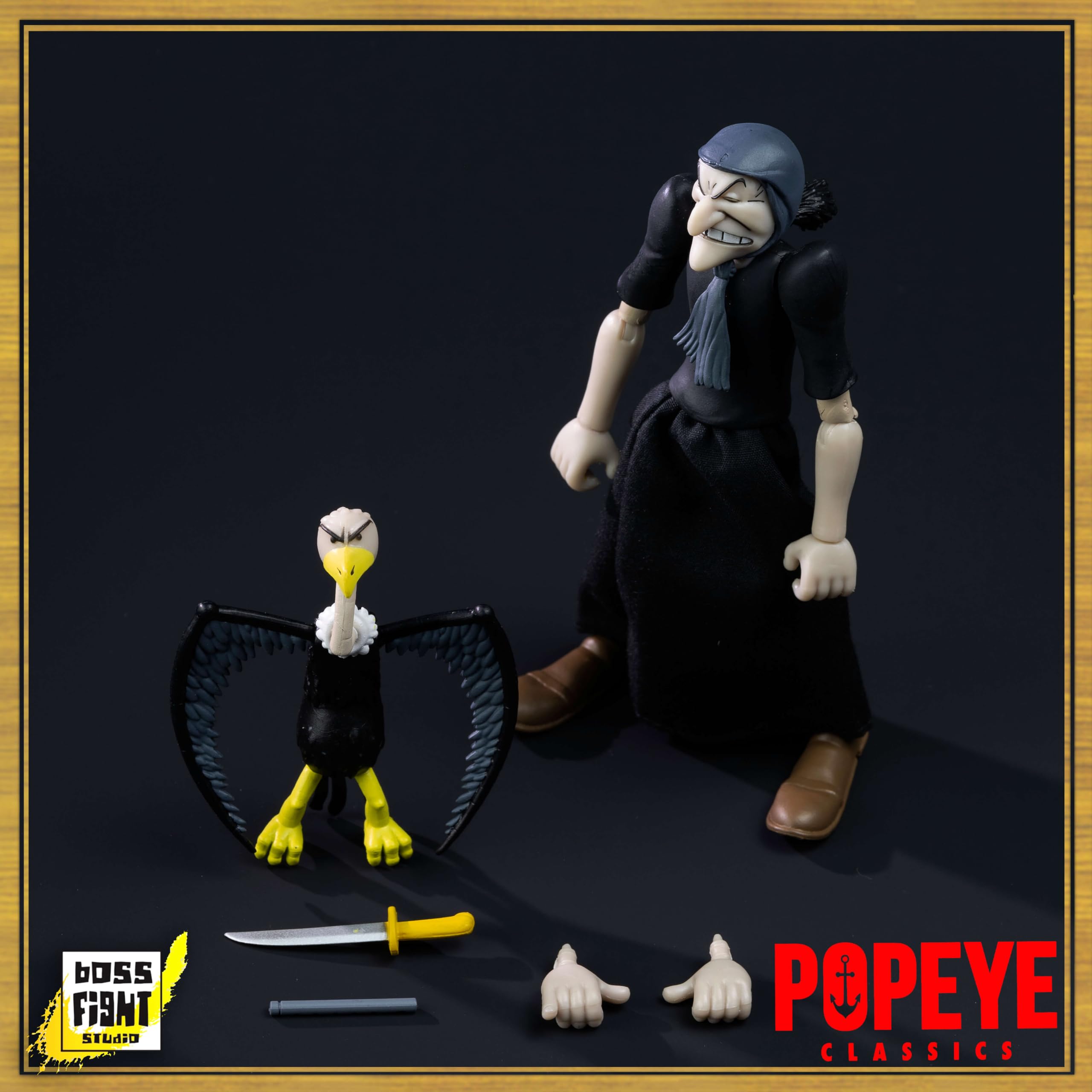花田制造 Popeye Classic Sailor 1:12 Scale Action Figure Model, 6in, Movable, Multicolor,Villain Character with Winged Pet