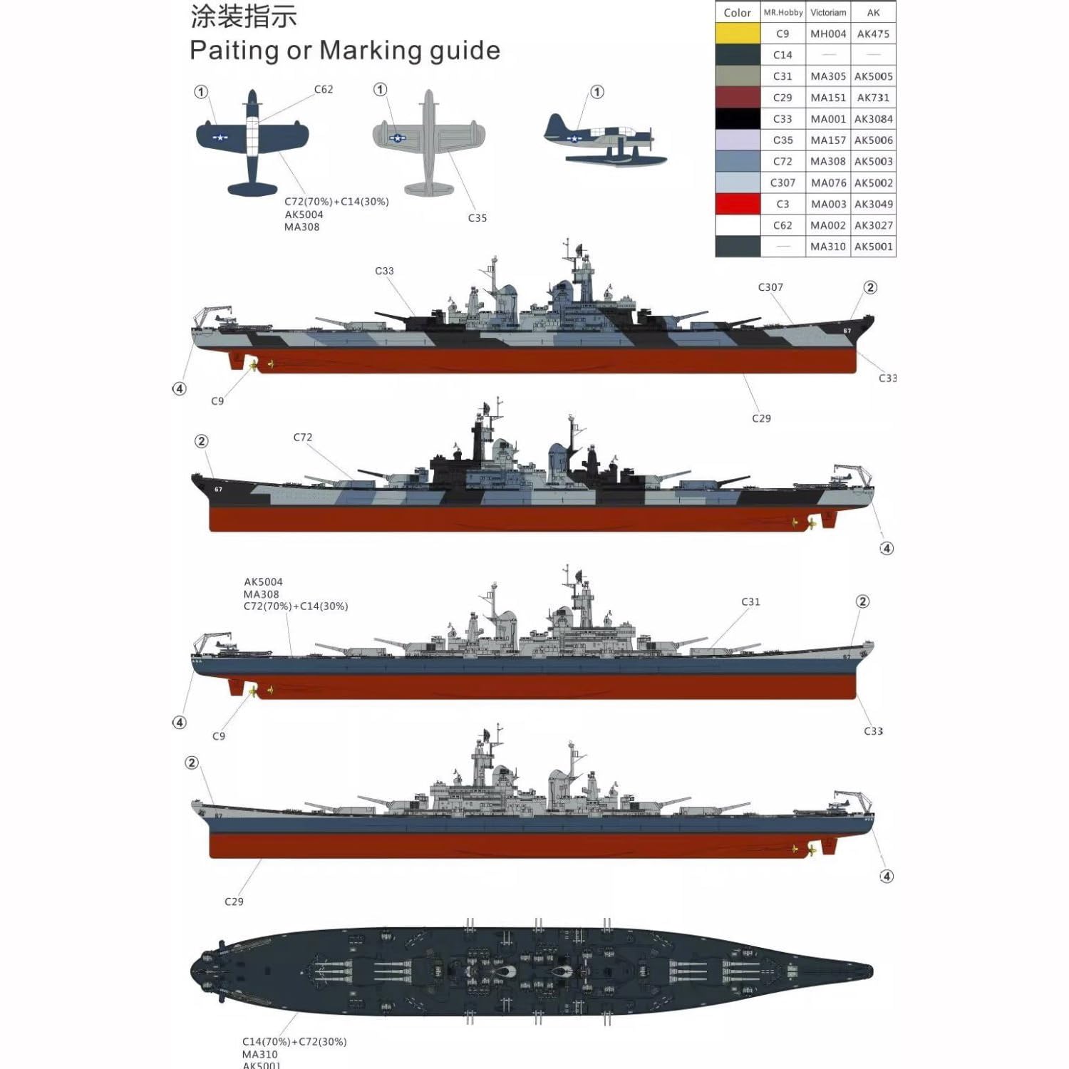 花田制造 VERYFIRE VF700901DX USS Montana BB-67 Battleship Model Kit, 1/700 Scale, with Photo-Etched Parts, Military Naval Display