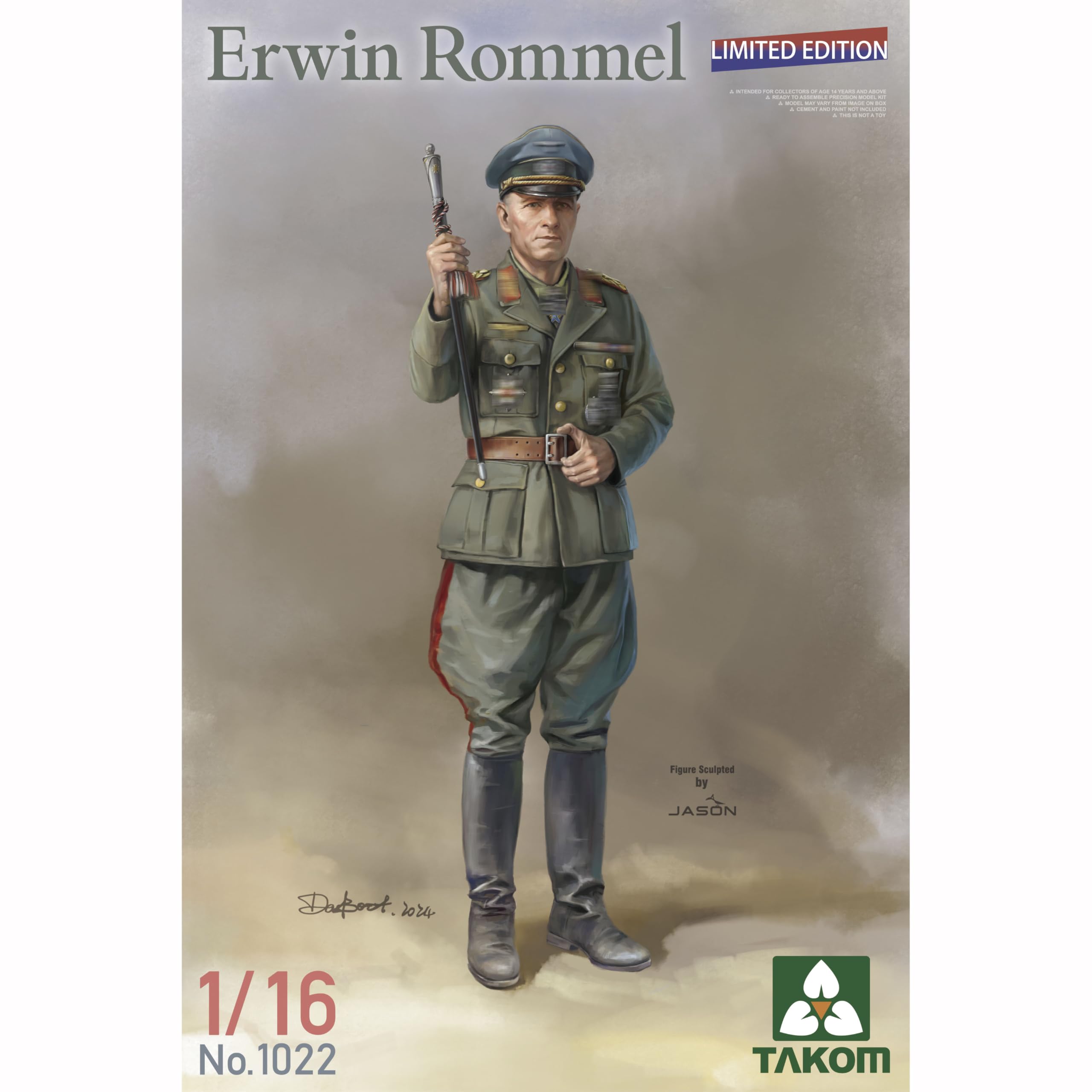 花田制造 TAKOM No.1022 Erwin Rommel (Full Body) 1/16 US WWII Uniform Model Kit Limited Edition