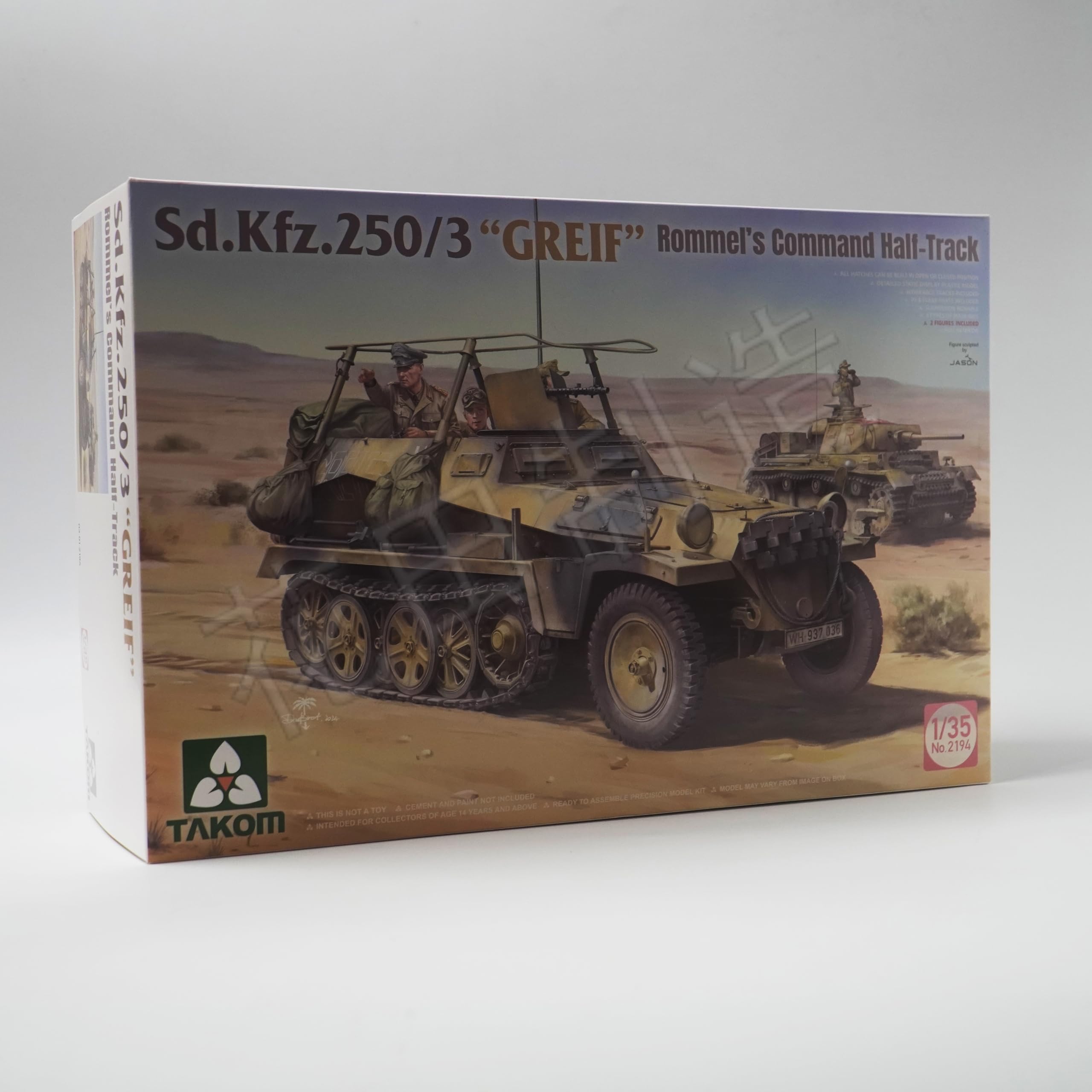 花田制造 Takom No.2194 Sd.Kfz.250/3 GREIF Rommel`s Command Half-Track Military Vehicle Model Kit, 1:35 Scale