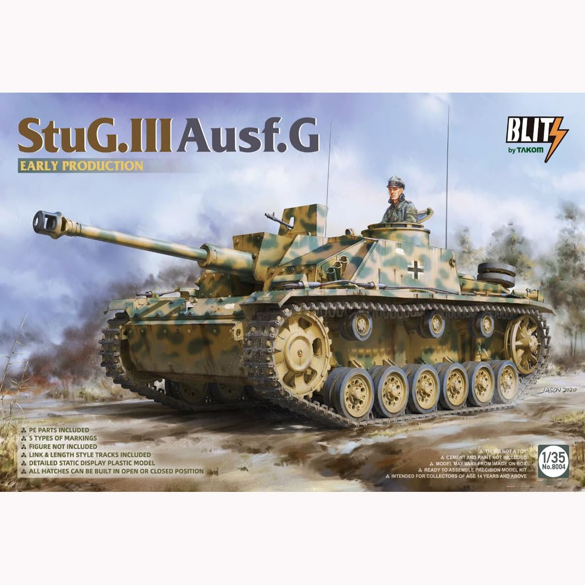 花田制造 Takom 8004 StuG.III Ausf.G Early Production Tank Model Kit, 1/35 Scale, Military Display Model
