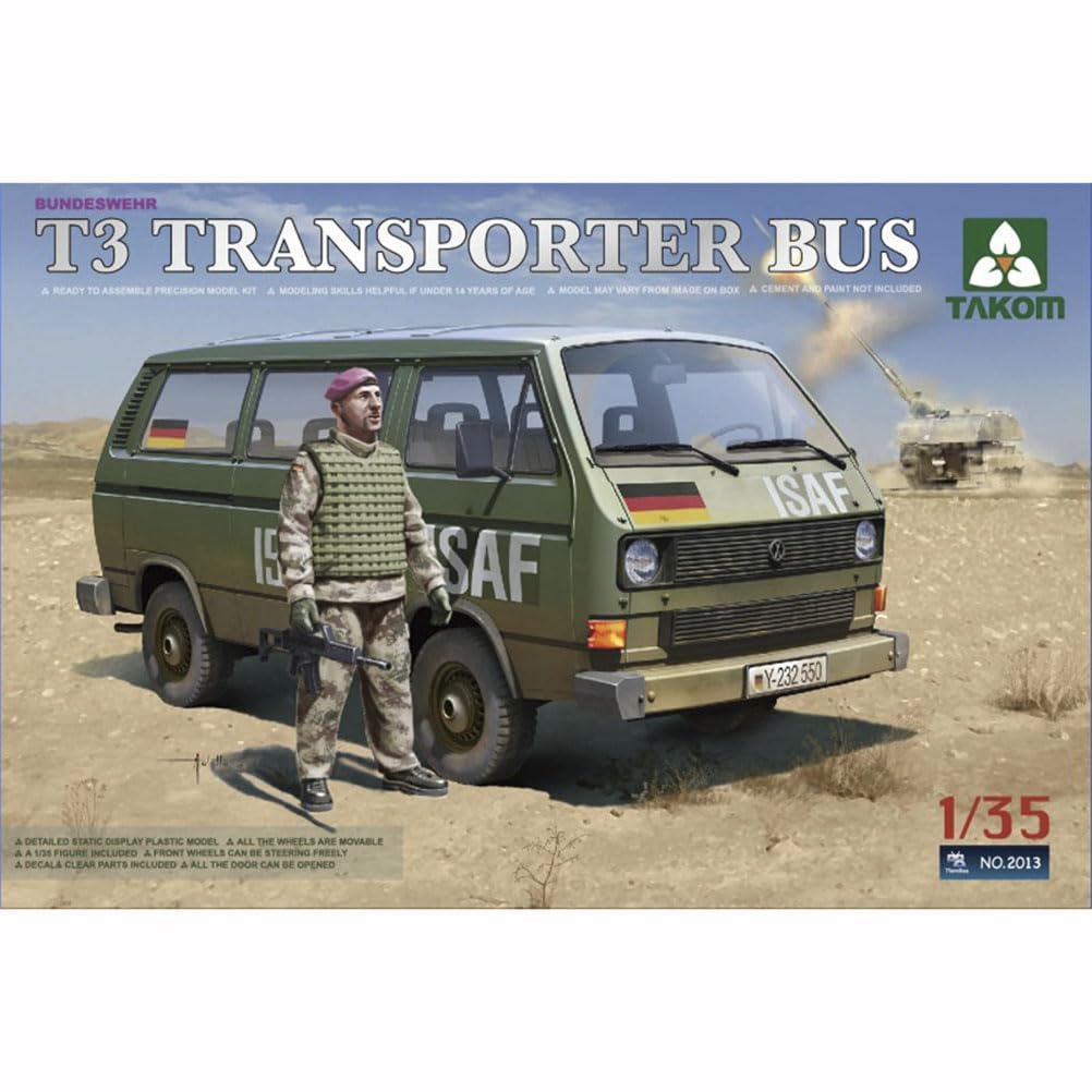 花田制造 TAKOM No.2013 Bundeswehr 1/35 Scale T3 Transporter Bus Model Kit, German Military Vehicle