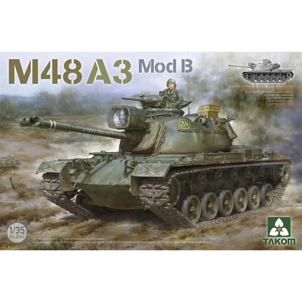 花田制造 Takom No.2162 M48A3 Mod B US Army Tank, 1:35 Scale Military Model Kit
