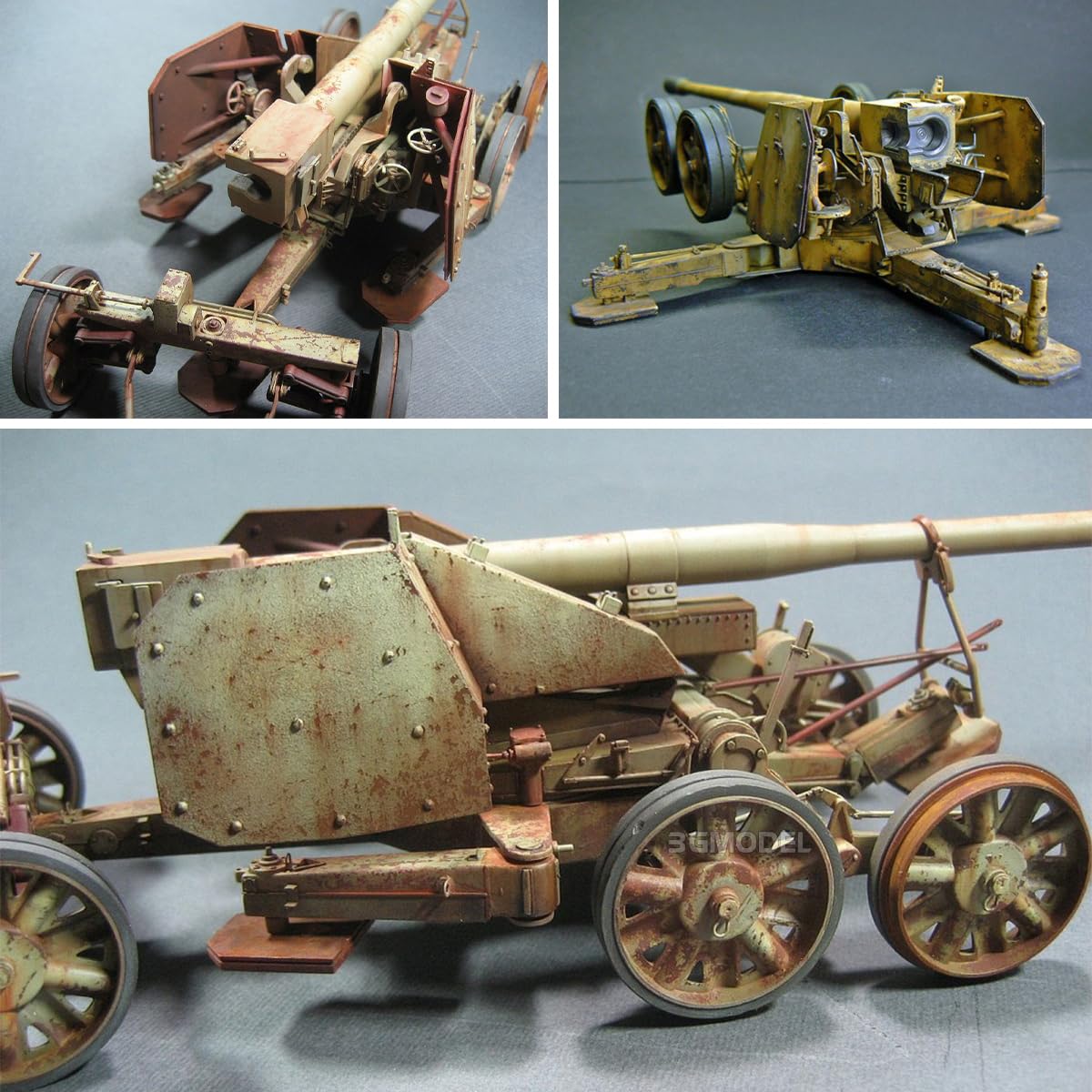 花田制造 G.W.H L3523 Great Wall Hobby 12.8cm K44 L/55 Anti-Tank Gun Model Kit, 1/35 Scale, Military Vehicle