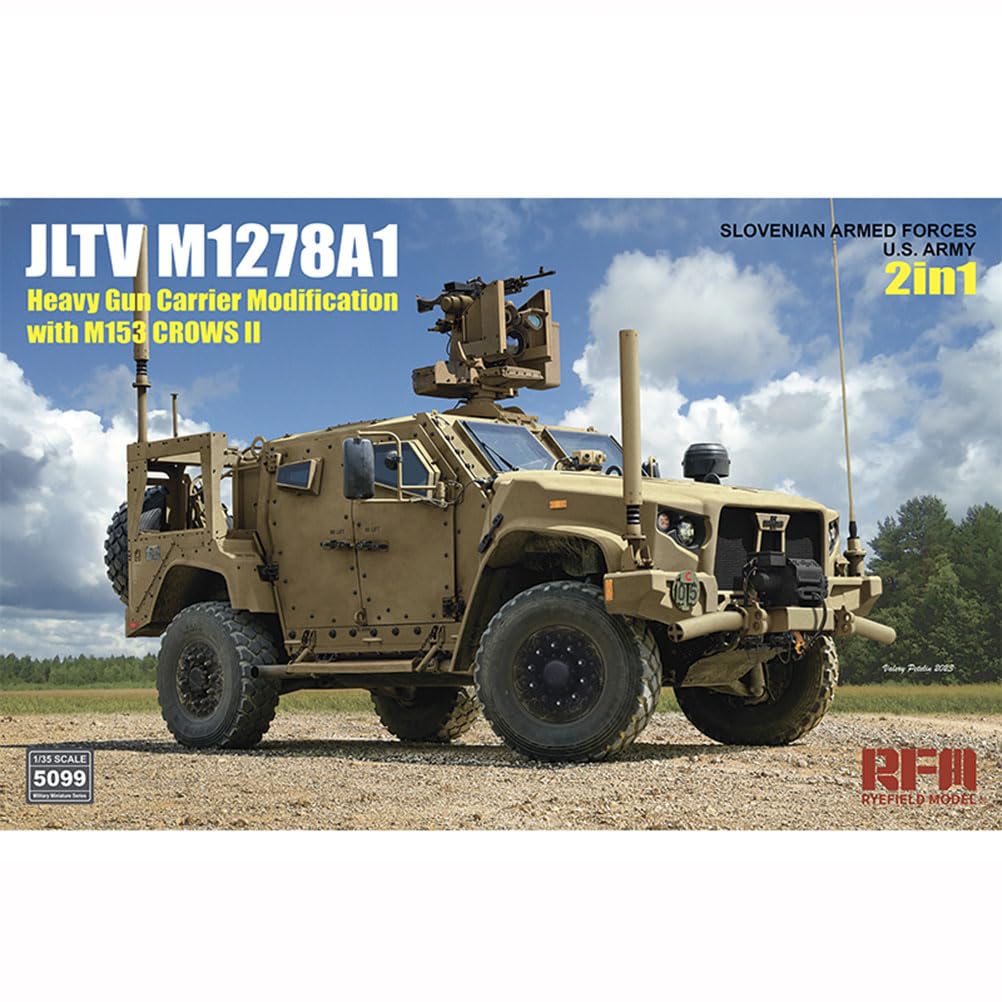 花田制造 RFM5099 JLTV M1278A1 Heavy Gun Carrier Modification with M153 Crows II Military Vehicle Model Kit, 1/35 Scale,Slovenian Armed Forces U.S.Army 2in1