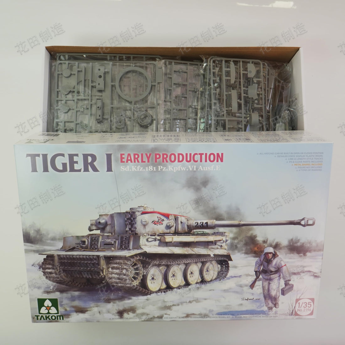花田制造 Takom 2196 Tiger I Early Production 1/35 Scale Model Kit, Sd.Kfz.181 Pz.Kpfw.VI Ausf.E