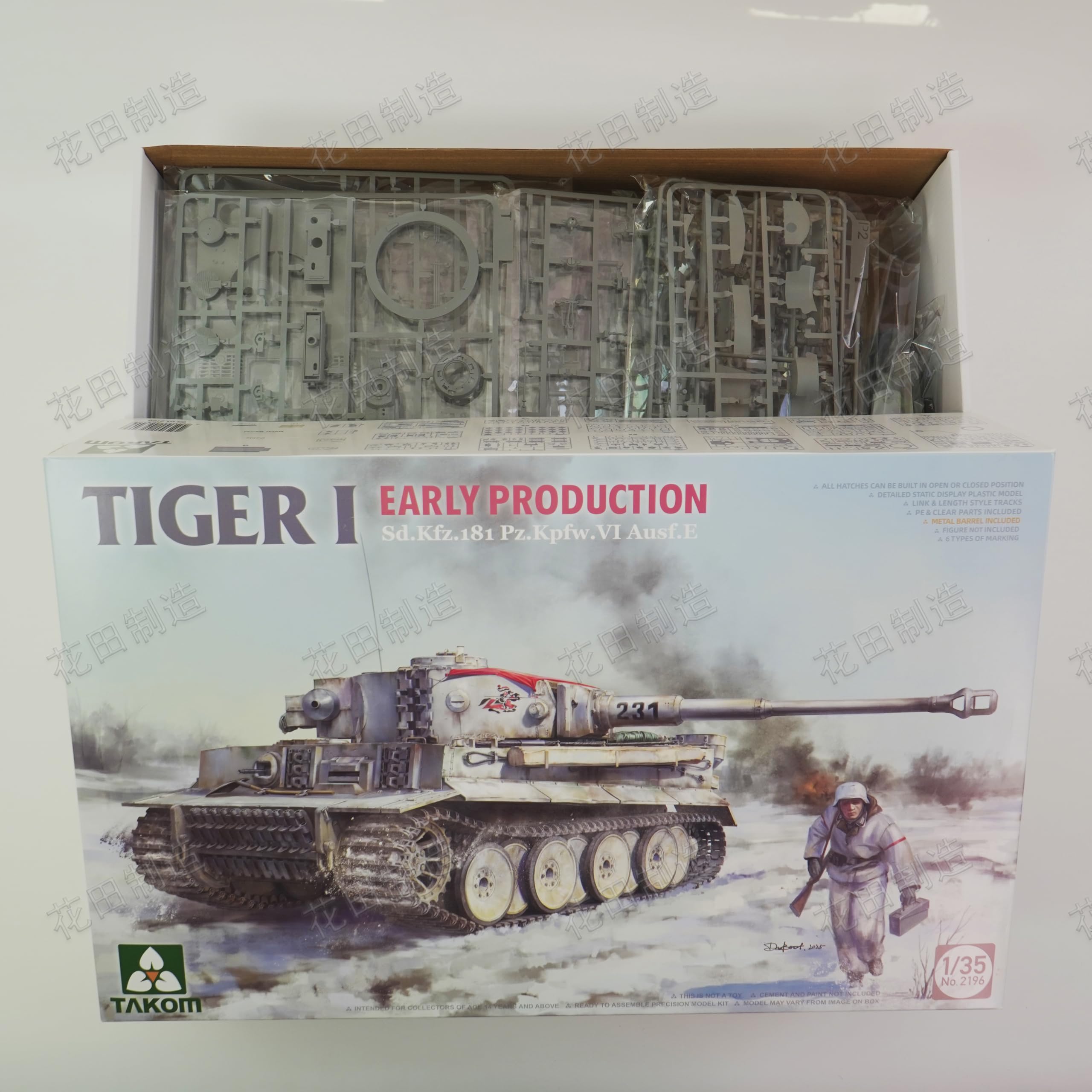 花田制造 Takom 2196 Tiger I Early Production 1/35 Scale Model Kit, Sd.Kfz.181 Pz.Kpfw.VI Ausf.E