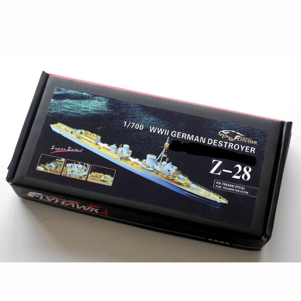 FLYHAWK 1/700 WWII German Destroyer Z-28 Model Kit Photoetch Set Etched Parts, 7 Pieces, for Trumpeter 05790