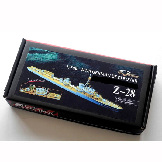 FLYHAWK 1/700 WWII German Destroyer Z-28 Model Kit Photoetch Set Etched Parts, 7 Pieces, for Trumpeter 05790