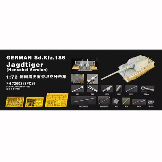 FLYHAWK FH72003(3PCS) German Sd.Kfz.186 Jagdtiger(Henschel Version) Tank Model Kit for Trumpeter 07293 1:72 Scale
