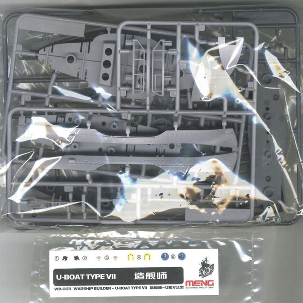 花田制造 Meng Warship Builder U-Boat Type VII Model Kit, WB-003, Press-Fit Assembly