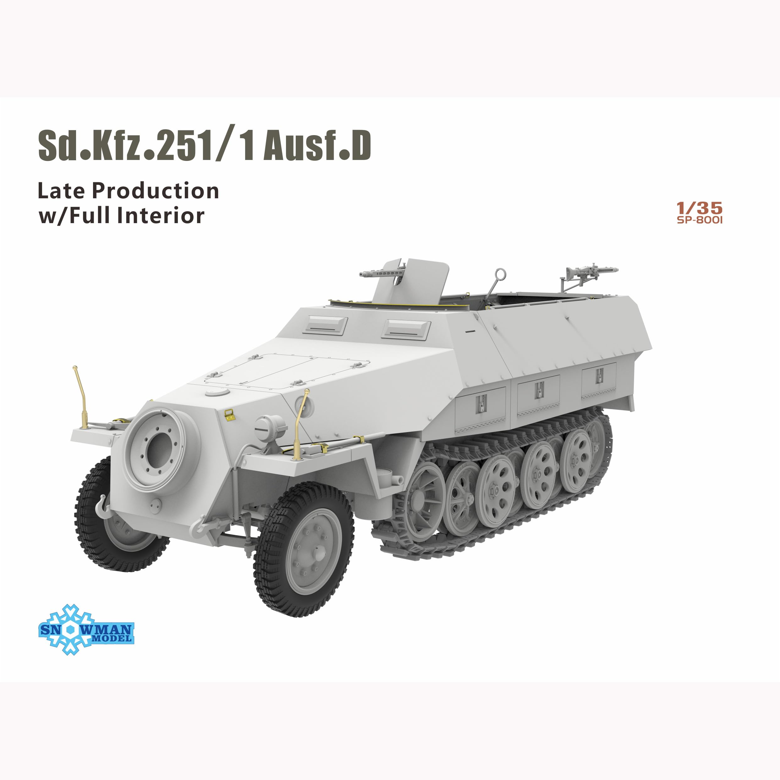 花田制造 Snow Man Sd.Kfz.251/1 Ausf.D Late Production 1/35 Scale Model Kit with Full Interior, GMHS 2024 Special Edition Soldier Model
