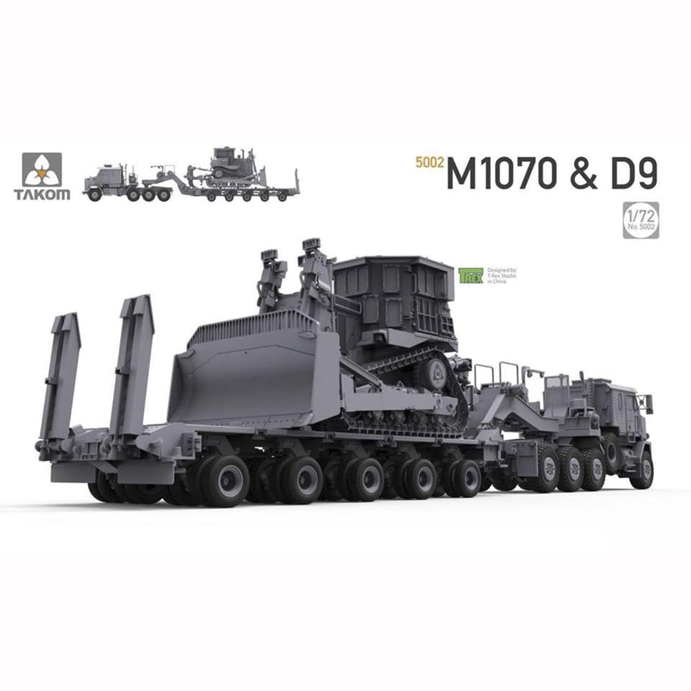 花田制造 Takom 5002 M1070 & M1000 with D9R U.S. 70 Ton Tank Transporter w/Bulldozer, 1/72 Scale Military Model Kit