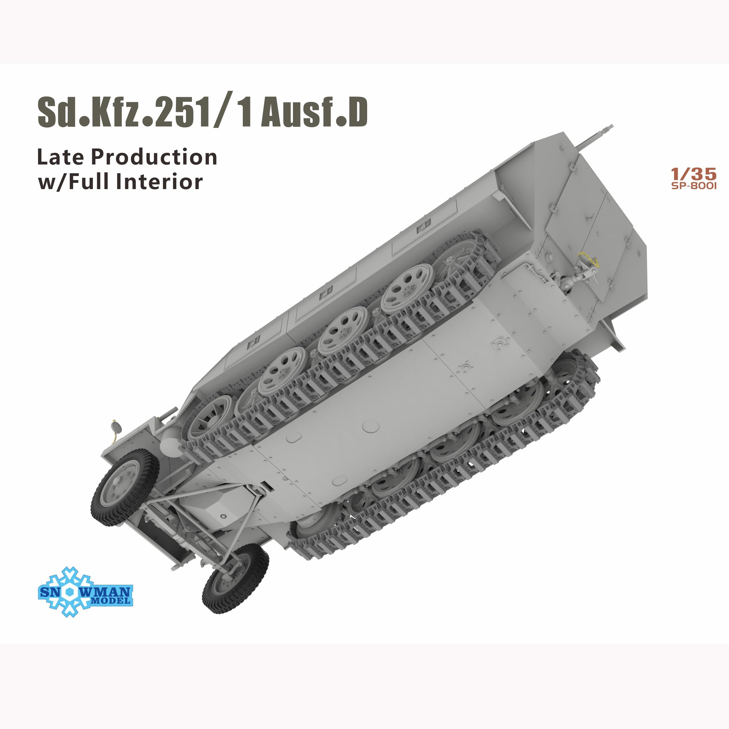 花田制造 Snow Man Sd.Kfz.251/1 Ausf.D Late Production 1/35 Scale Model Kit with Full Interior, GMHS 2024 Special Edition Soldier Model
