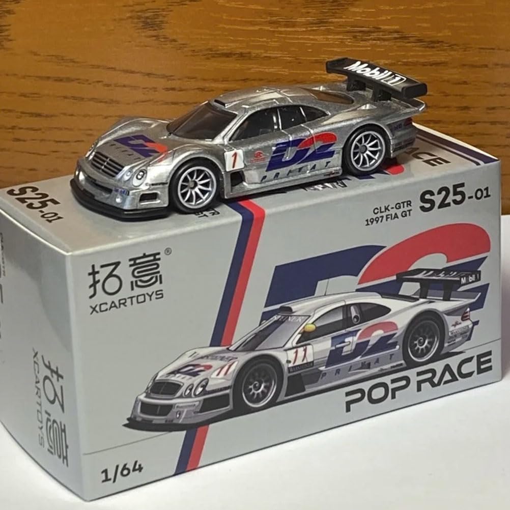 XCARTOYS CLK-GTR 1997 FIA GT Racing Car, S25-01, 1/64 Scale, D2 Design, Silver